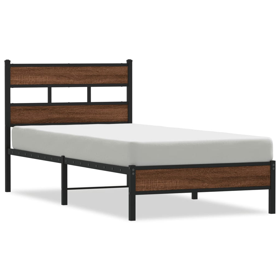 Bedframe zonder matras bewerkt hout bruin eikenkleur 75x190 cm