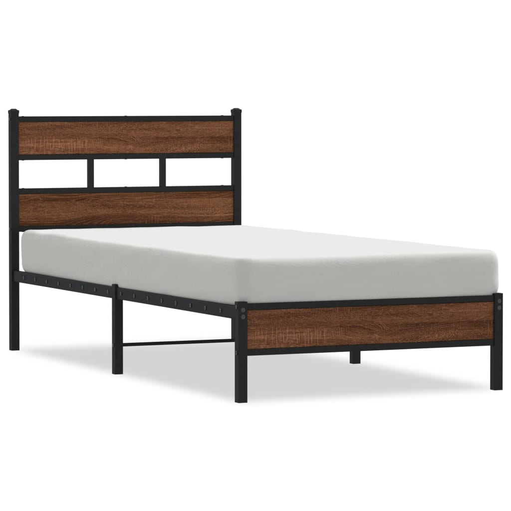 Bedframe Zonder Matras Bewerkt Hout 90 x 200 cm bruin eikenkleur