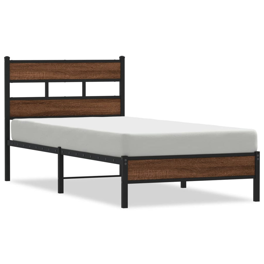 Bedframe Zonder Matras Bewerkt Hout 90 x 200 cm bruin eikenkleur