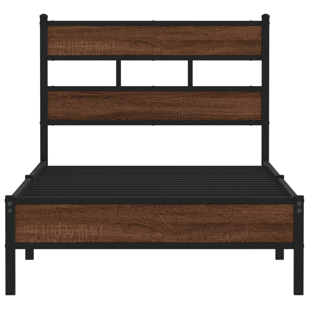 Bedframe Zonder Matras Bewerkt Hout 90 x 200 cm bruin eikenkleur