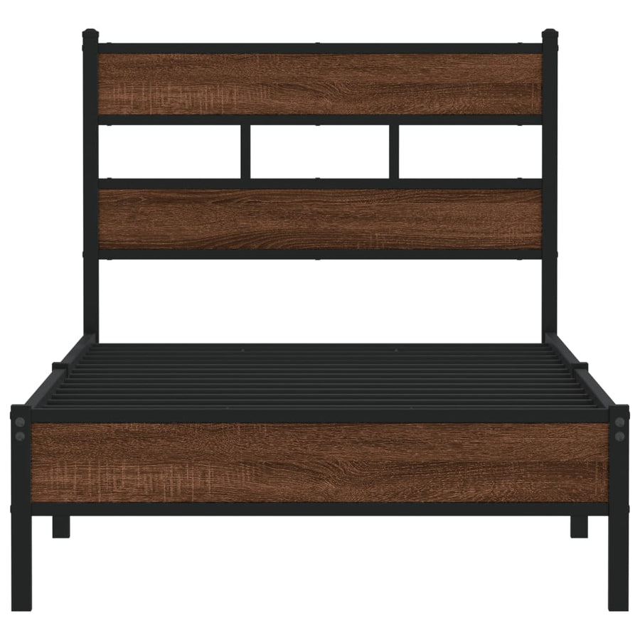 Bedframe Zonder Matras Bewerkt Hout 90 x 200 cm bruin eikenkleur