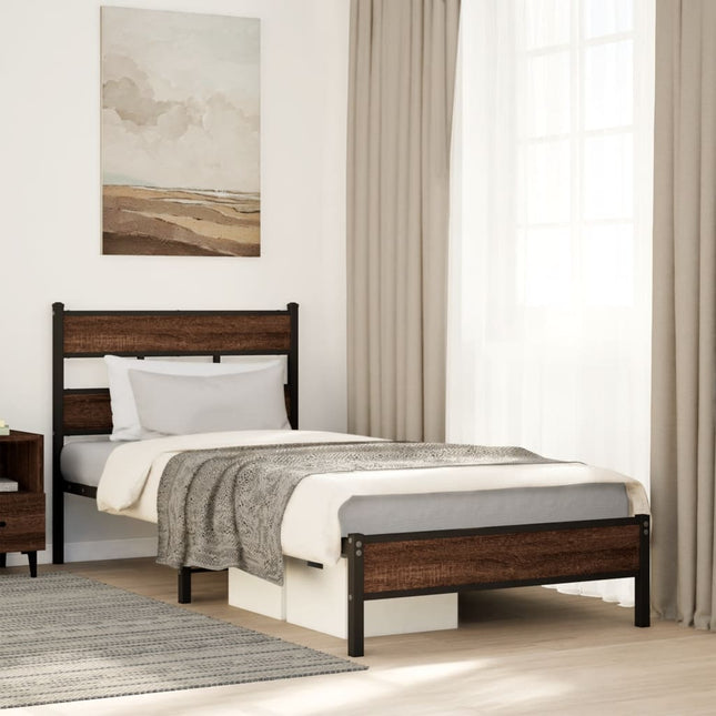 Bedframe zonder matras bewerkt hout bruin eikenkleur 100x190 cm