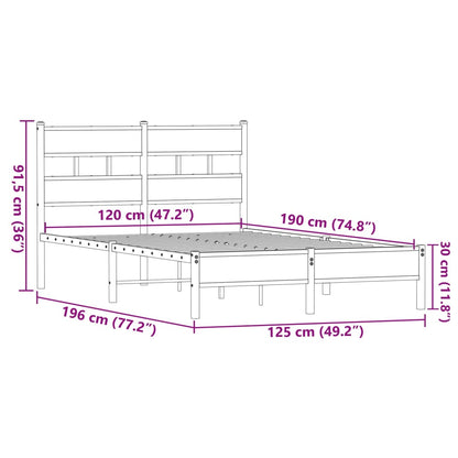 Bedframe zonder matras bewerkt hout bruin eikenkleur 120x190 cm