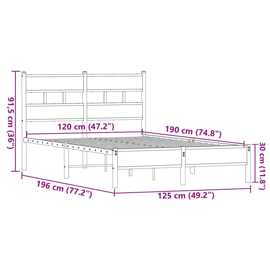 Bedframe zonder matras bewerkt hout bruin eikenkleur 120x190 cm