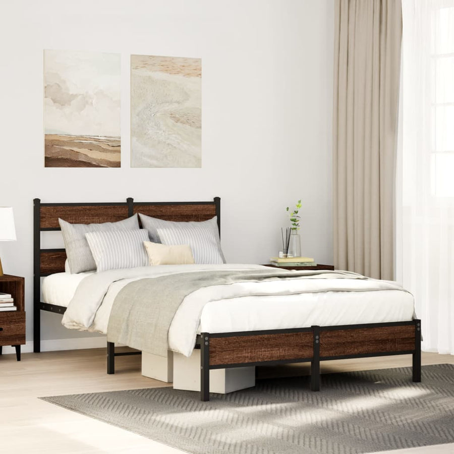 Bedframe zonder matras bewerkt hout bruin eikenkleur 120x190 cm