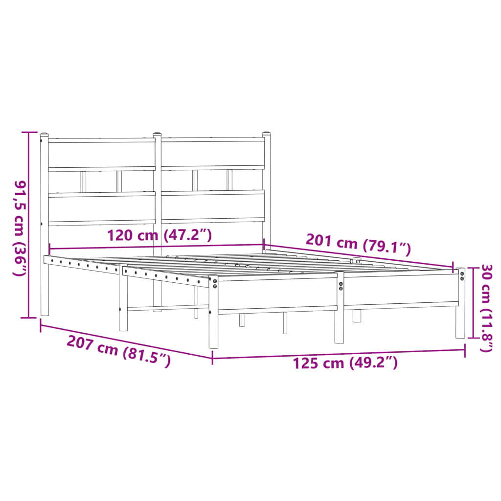 Bedframe zonder matras bewerkt hout bruin eikenkleur 120x200 cm