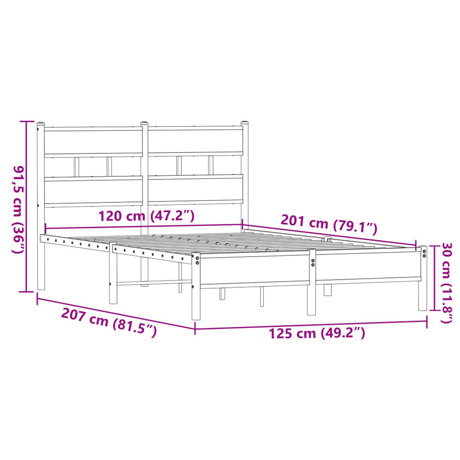 Bedframe zonder matras bewerkt hout bruin eikenkleur 120x200 cm