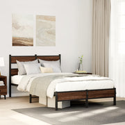 Bedframe 120x200 cm bewerkt hout bruin eikenkleur