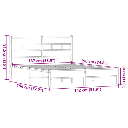 Bedframe zonder matras bewerkt hout bruin eikenkleur 137x190 cm