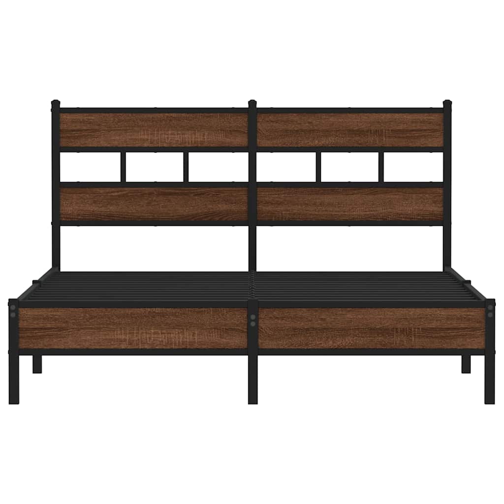 Bedframe Zonder Matras Bewerkt Hout Bruin Eikenkleur 150X200 Cm