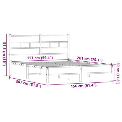Bedframe Zonder Matras Bewerkt Hout Bruin Eikenkleur 150X200 Cm