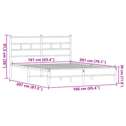 Bedframe Zonder Matras Bewerkt Hout 160 x 200 cm bruin eikenkleur