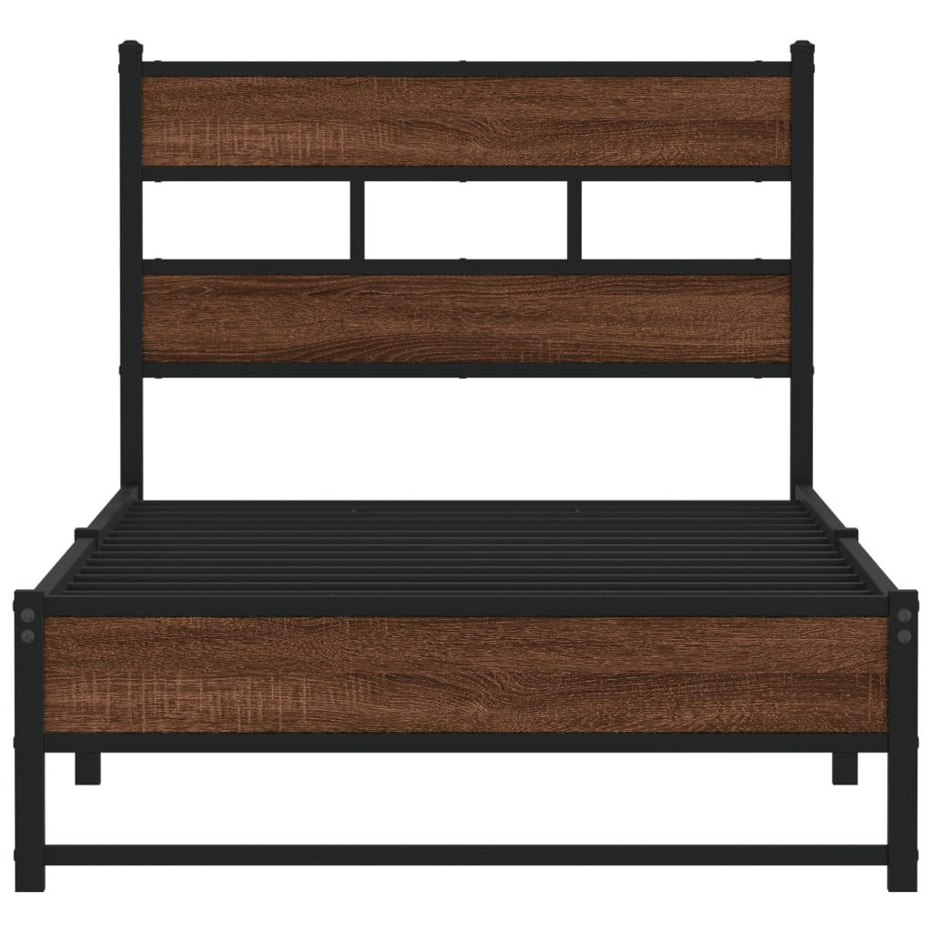 Bedframe zonder matras metaal bruin eikenkleurig 75x190 cm