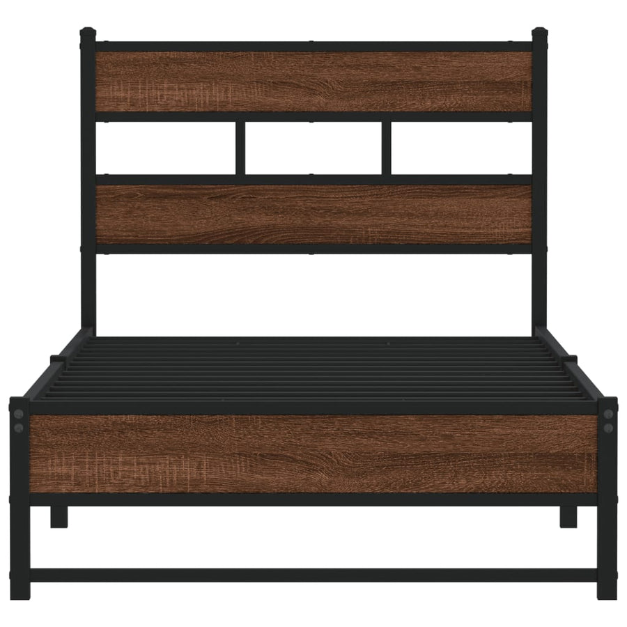 Bedframe zonder matras metaal bruin eikenkleurig 75x190 cm