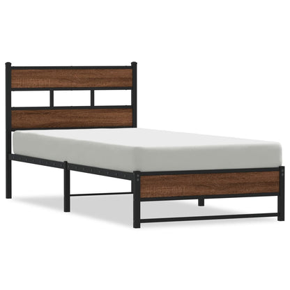 Bedframe Zonder Matras Metaal Ig 90 x 190 cm bruin eikenkleur