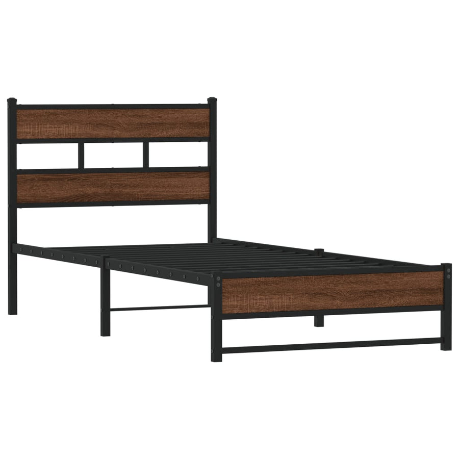 Bedframe Zonder Matras Metaal Ig 90 x 190 cm bruin eikenkleur