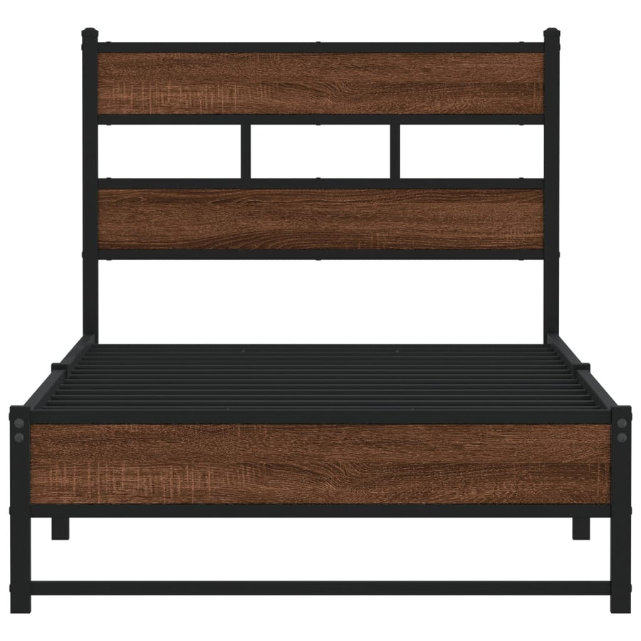 Bedframe Zonder Matras Metaal Ig 90 x 190 cm bruin eikenkleur