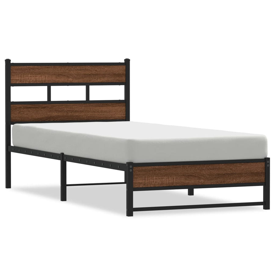 Bedframe zonder matras metaal bruin eikenkleurig 100x190 cm
