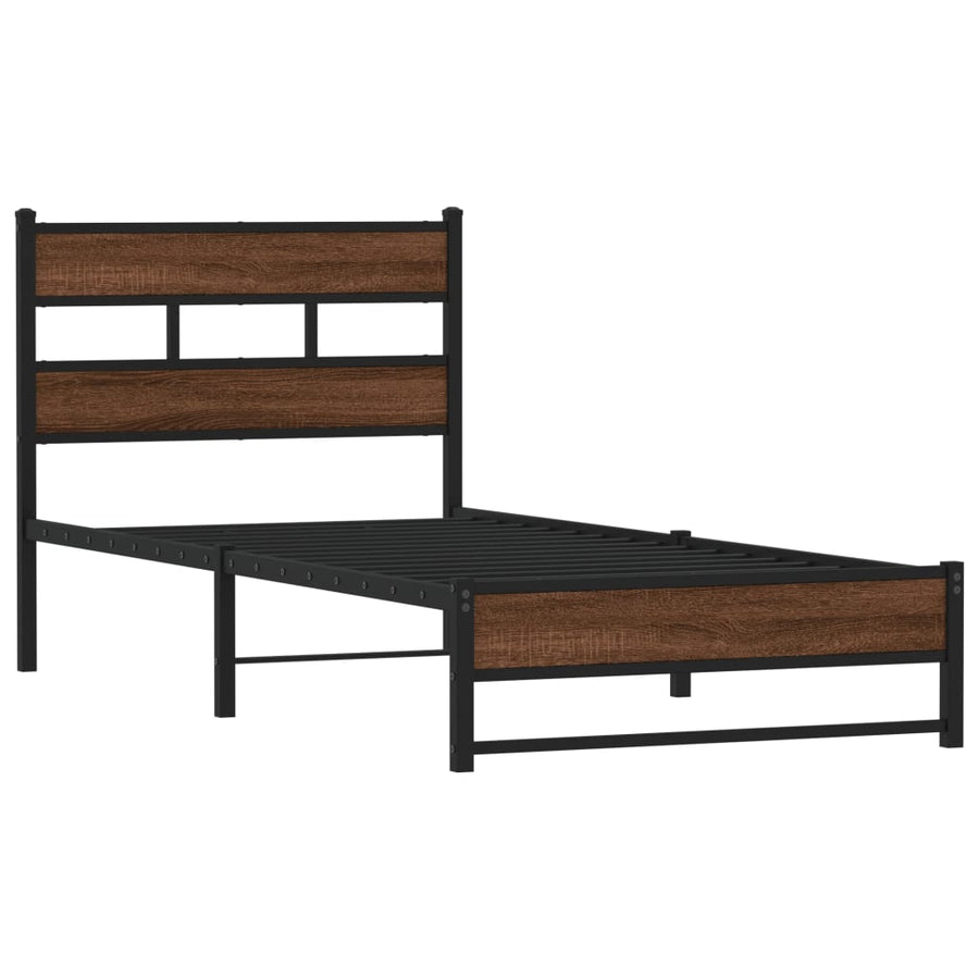Bedframe zonder matras metaal bruin eikenkleurig 100x190 cm