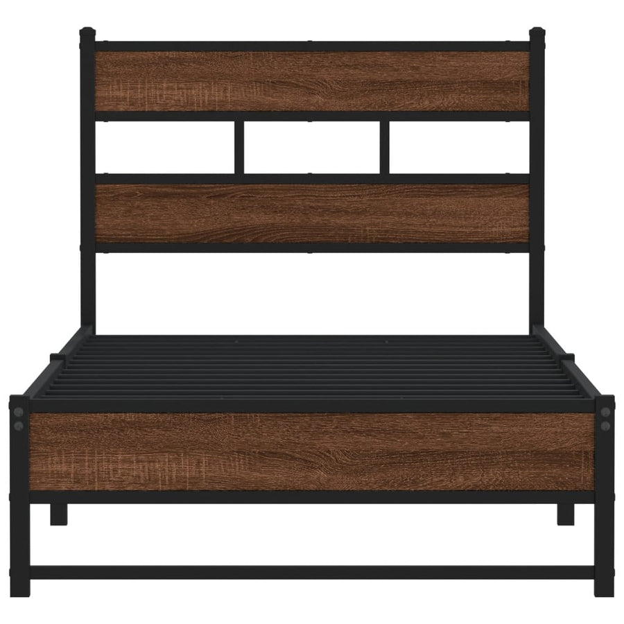 Bedframe zonder matras metaal bruin eikenkleurig 100x190 cm
