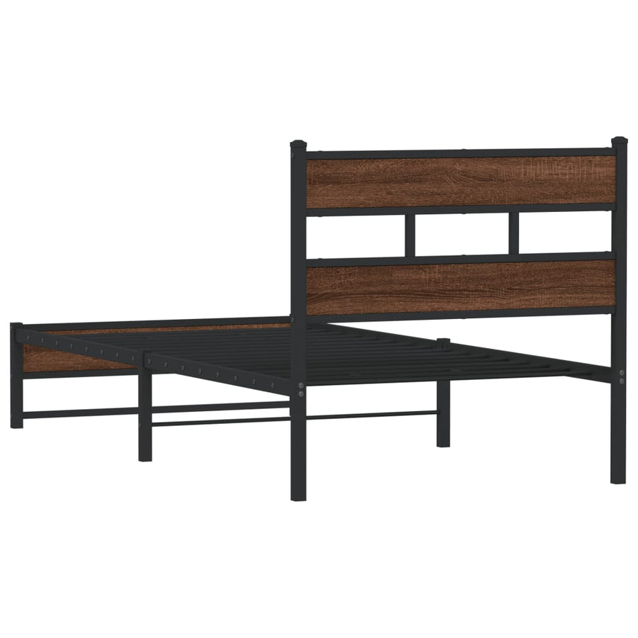 Bedframe zonder matras metaal bruin eikenkleurig 100x190 cm