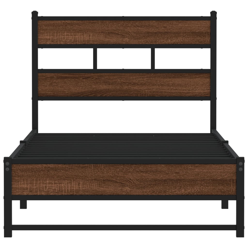 Bedframe zonder matras metaal bruin eikenkleurig 107x203 cm
