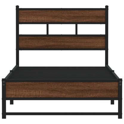 Bedframe zonder matras metaal bruin eikenkleurig 107x203 cm