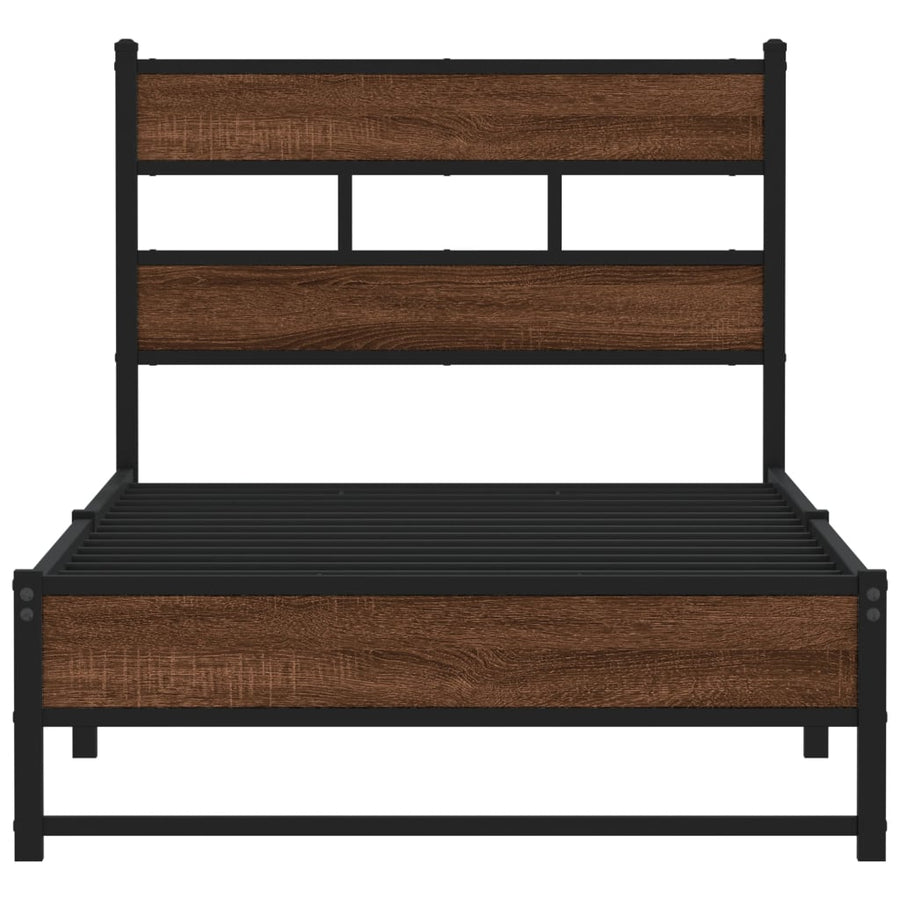 Bedframe zonder matras metaal bruin eikenkleurig 107x203 cm