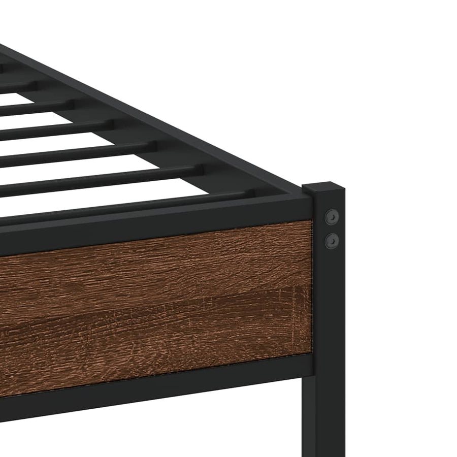 Bedframe zonder matras metaal bruin eikenkleurig 107x203 cm