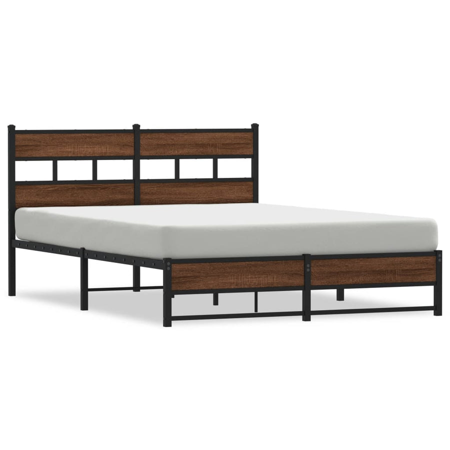 Bedframe Zonder Matras Metaal Ig 135 x 190 cm bruin eikenkleur