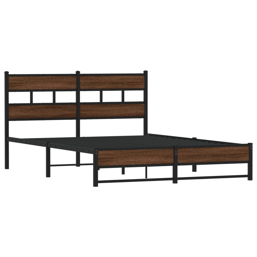 Bedframe Zonder Matras Metaal Ig 135 x 190 cm bruin eikenkleur