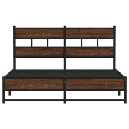 Bedframe Zonder Matras Metaal Ig 135 x 190 cm bruin eikenkleur