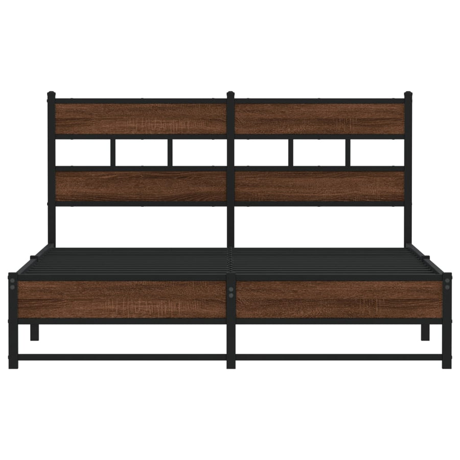 Bedframe Zonder Matras Metaal Ig 135 x 190 cm bruin eikenkleur