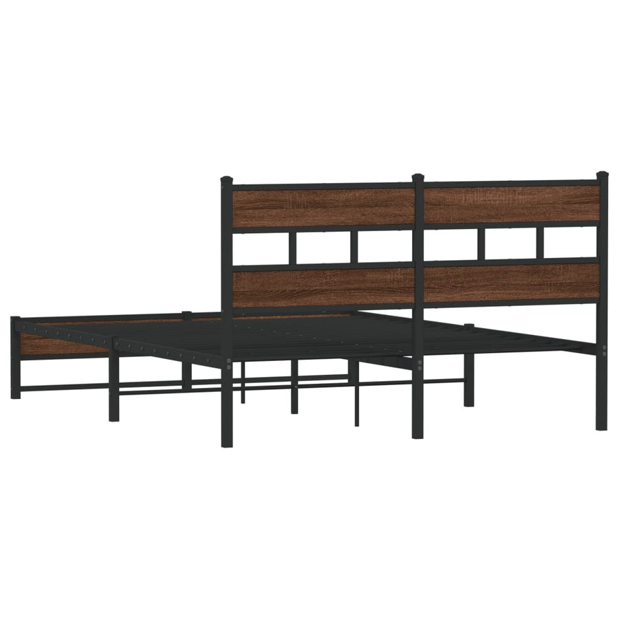 Bedframe Zonder Matras Metaal Ig 135 x 190 cm bruin eikenkleur