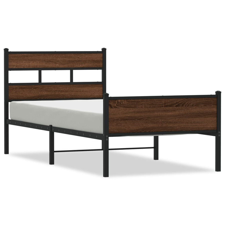 Bedframe zonder matras bewerkt hout bruin eikenkleur 75x190 cm