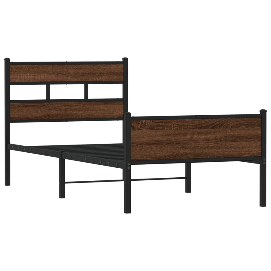 Bedframe zonder matras bewerkt hout bruin eikenkleur 75x190 cm