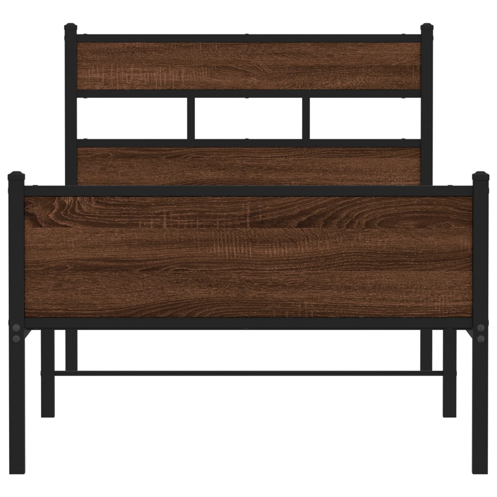 Bedframe zonder matras bewerkt hout bruin eikenkleur 75x190 cm