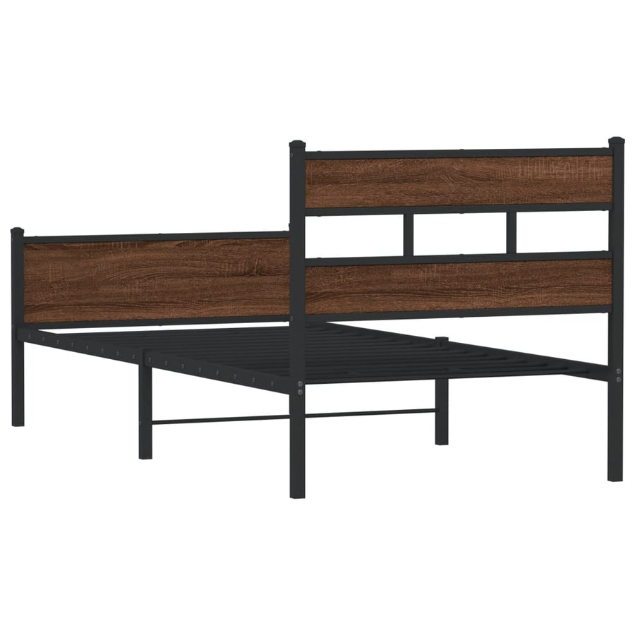 Bedframe zonder matras bewerkt hout bruin eikenkleur 75x190 cm