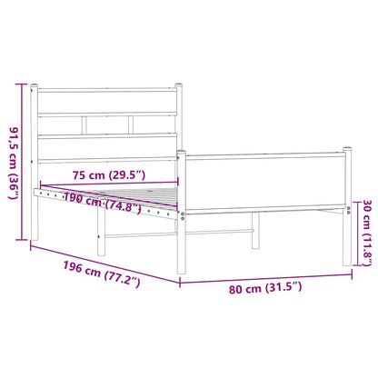 Bedframe zonder matras bewerkt hout bruin eikenkleur 75x190 cm