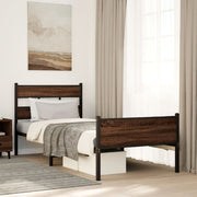 Bedframe 90x200 cm bewerkt hout bruin