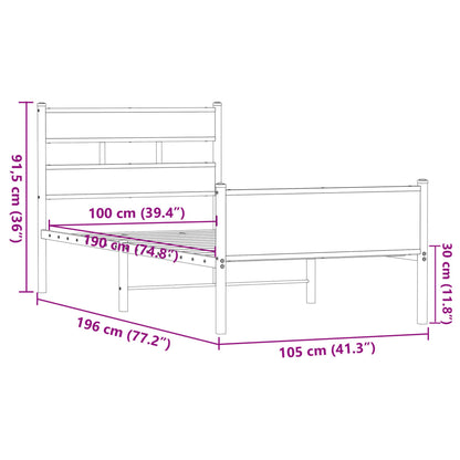 Bedframe zonder matras bewerkt hout bruin eikenkleur 100x190 cm