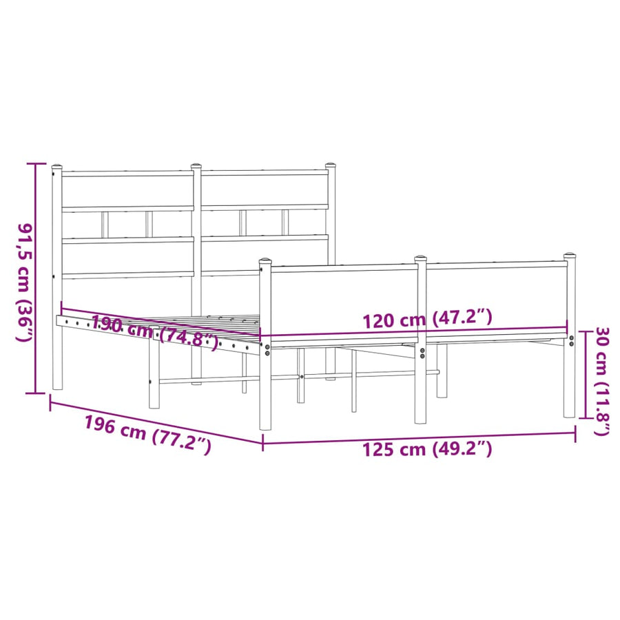 Bedframe zonder matras bewerkt hout bruin eikenkleur 120x190 cm
