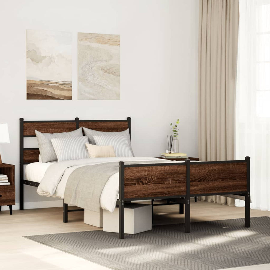 Bedframe zonder matras bewerkt hout bruin eikenkleur 120x190 cm