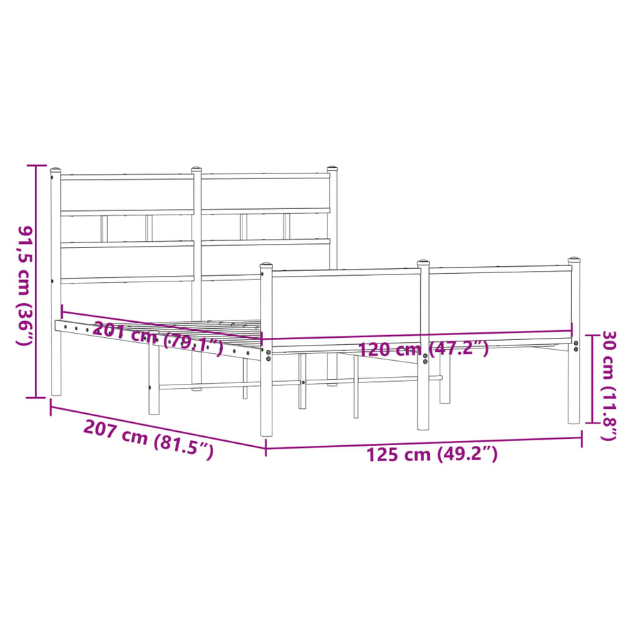 Bedframe zonder matras bewerkt hout bruin eikenkleur 120x200 cm