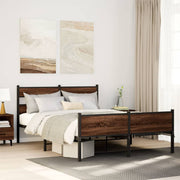 Bedframe 137x190 cm bewerkt hout bruin