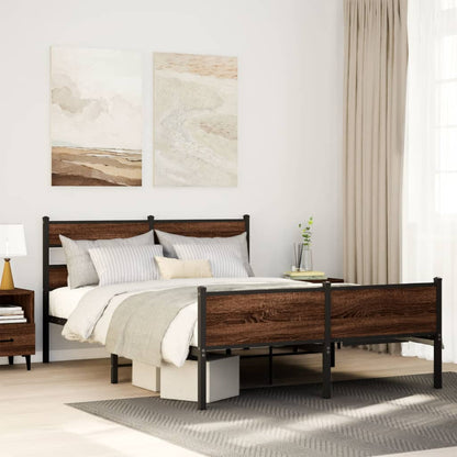 Bedframe zonder matras bewerkt hout bruin eikenkleur 137x190 cm