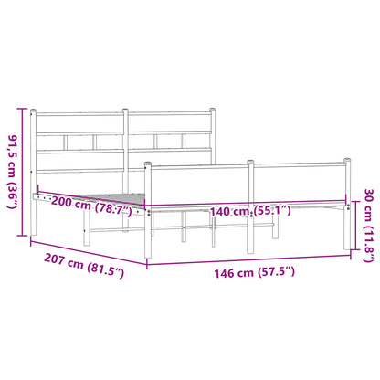 Bedframe zonder matras bewerkt hout bruin eikenkleur 140x200 cm
