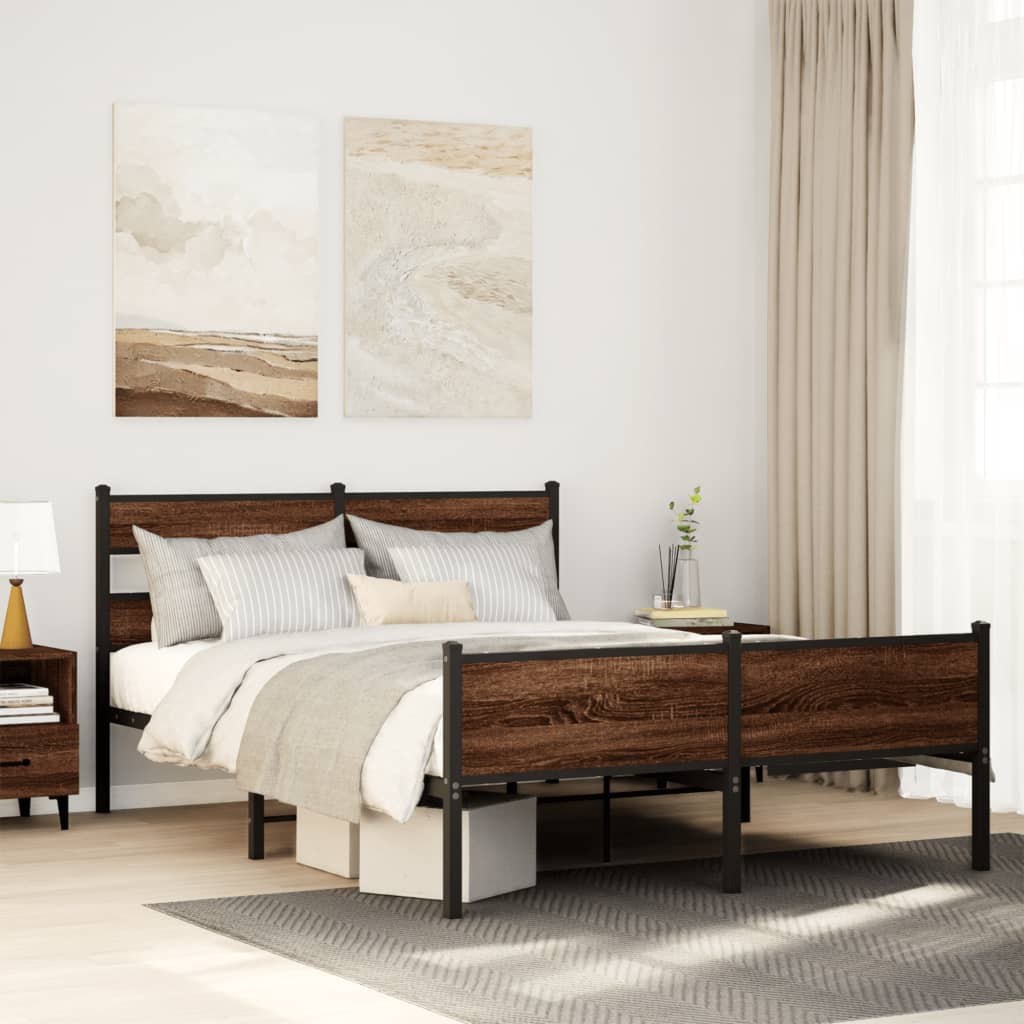 Bedframe zonder matras bewerkt hout bruin eikenkleur 140x200 cm
