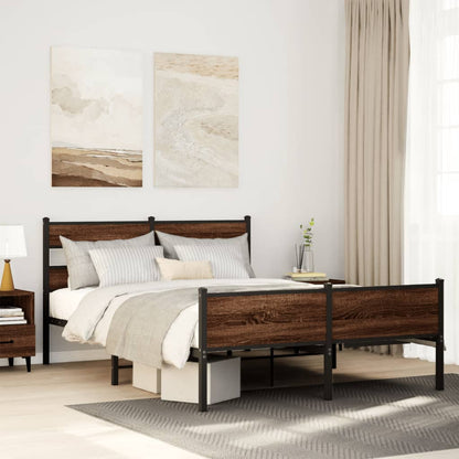 Bedframe zonder matras bewerkt hout bruin eikenkleur 140x200 cm