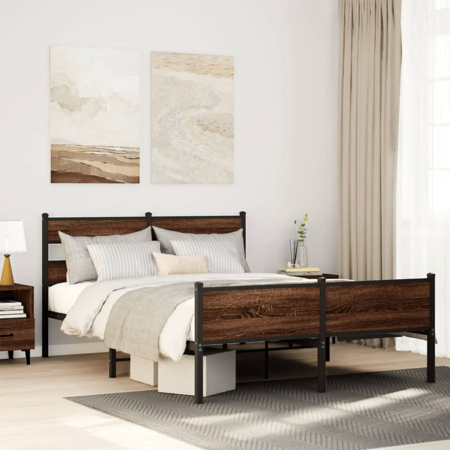 Bedframe zonder matras bewerkt hout bruin eikenkleur 140x200 cm